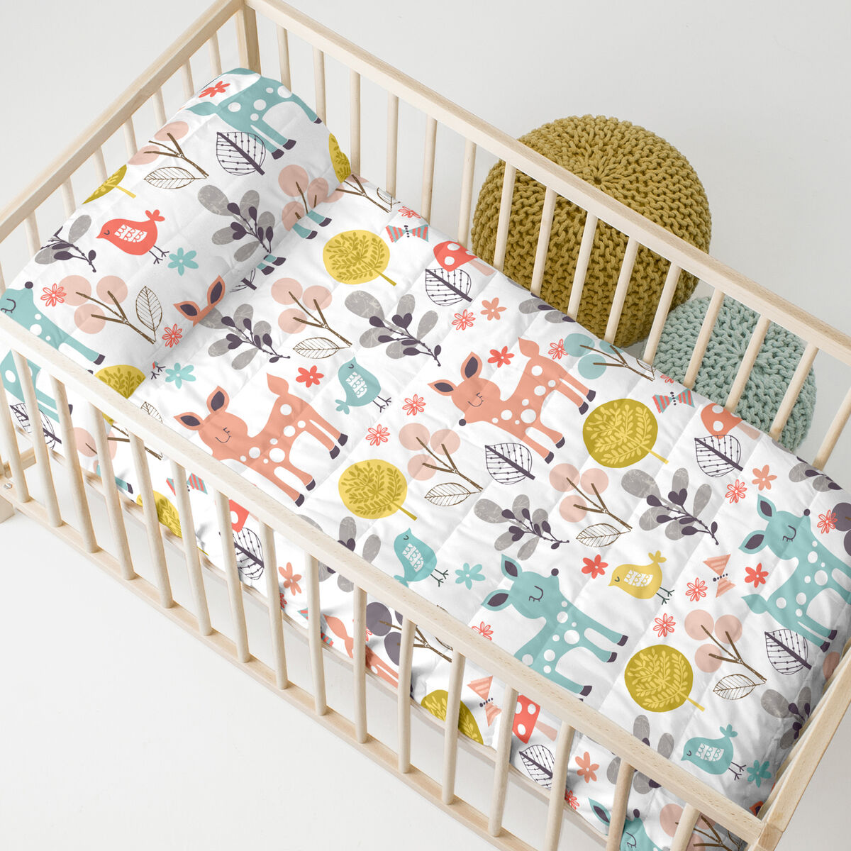 Colcha HappyFriday Moshi Moshi Multicolor 100 x 130 cm Veado Bosque